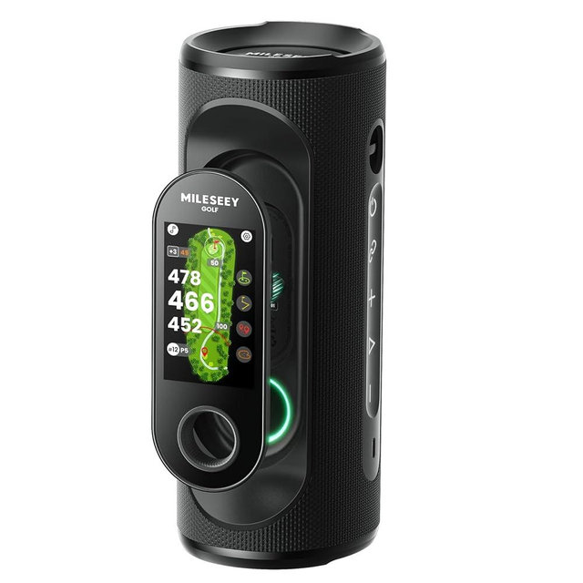 MiLESEEY GeneSonic Pro Golf Speaker with Detachable GPS Rangefinder Handheld, 43000+ No Subscription Preloaded Courses, View & Audible Distances,Touchscreen, 15H Battery, Magnetic, Waterproof,Hazard