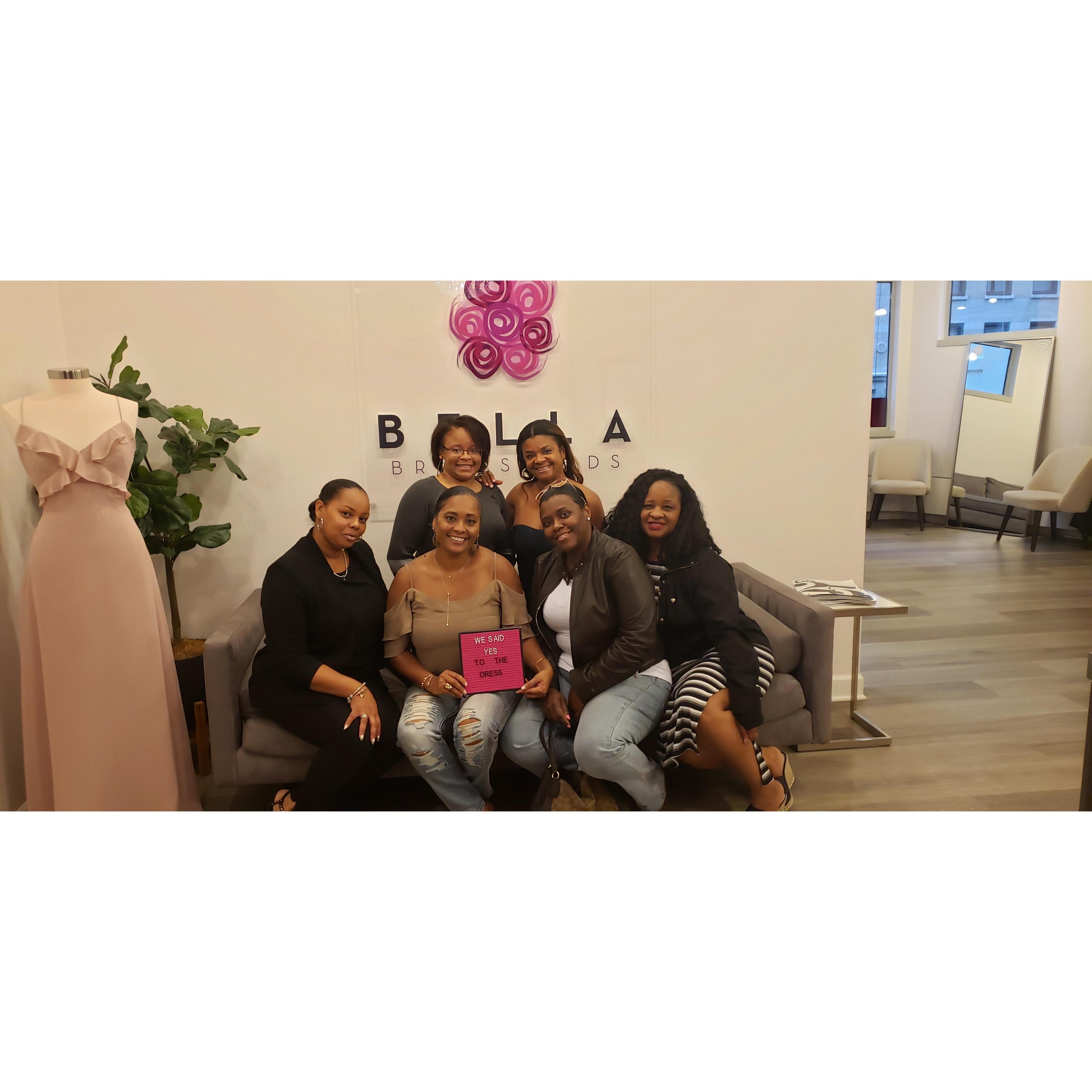 In Chicago at Bridal Boutique.  My girls "Said Yes to da Dress"!!