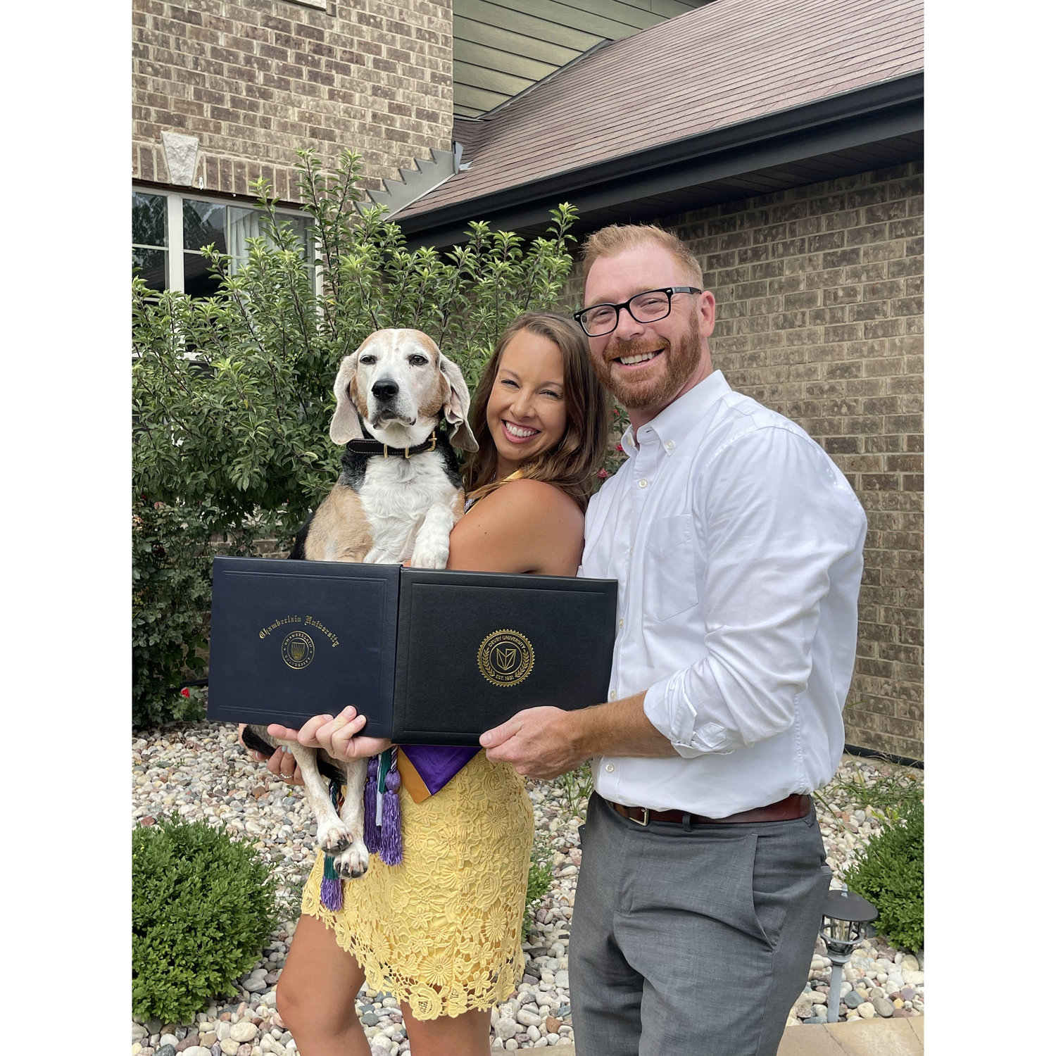 Celebrating both of us graduating with our respective Master's degrees.