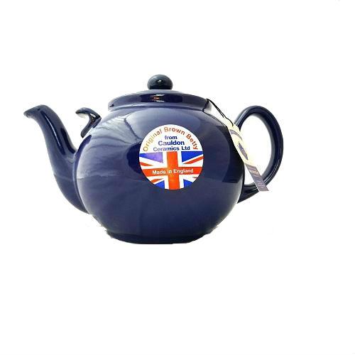 Hand Made Brown Betty Teapot - 10 Cup in Cobalt Blue with Helping Hand