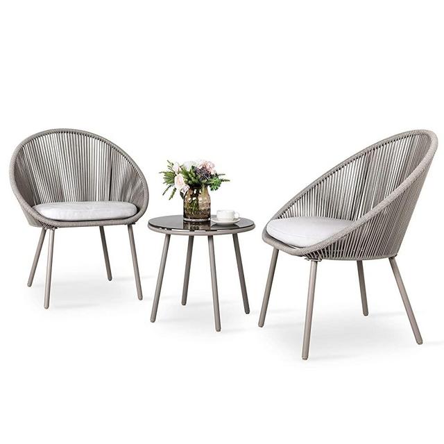 Nuu Garden 3 Piece Patio Table Set Outdoor Furniture Bistro Set with Cushions for Garden, Balcony, Deck, Backyard