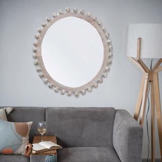 Round Carved Framed Wall Mirror