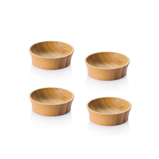 bambu, Reusable Bamboo Condiment Cups, Natural Wood and Food-Safe Finish - Small, Set of 4