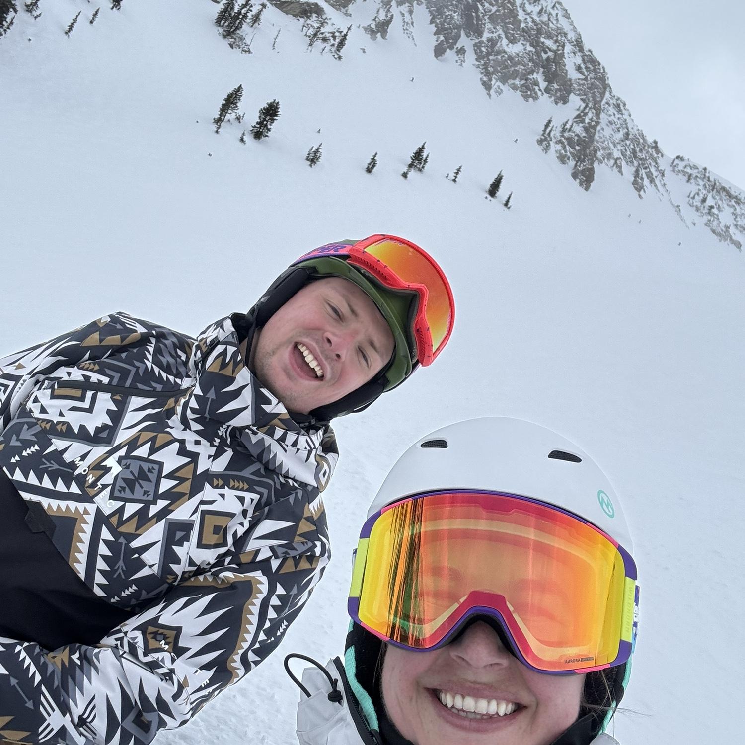 Cassie's first time snowboarding a back bowl! She survived!!