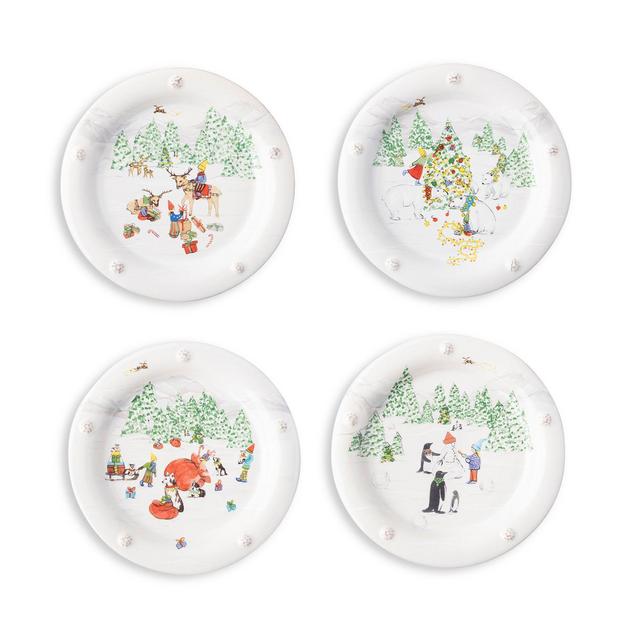 Juliska Berry & Thread North Pole Cocktail Plates, Assorted Set of 4