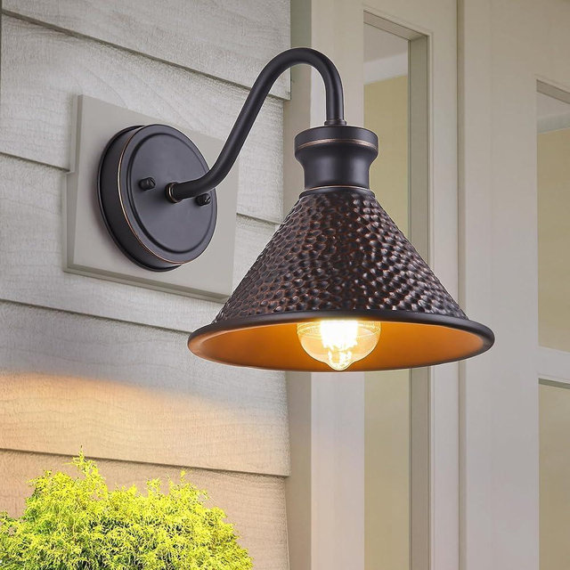 Tarentlight Gooseneck Outdoor Wall Sconce 1-Light E26 Socket Farmhouse Wall Mount Porch & Patio Lights,9.3Inch Width Casting Aluminum Shade,Oil Rubbed Bronze,Easily Installed in Outdoor and Indoor.