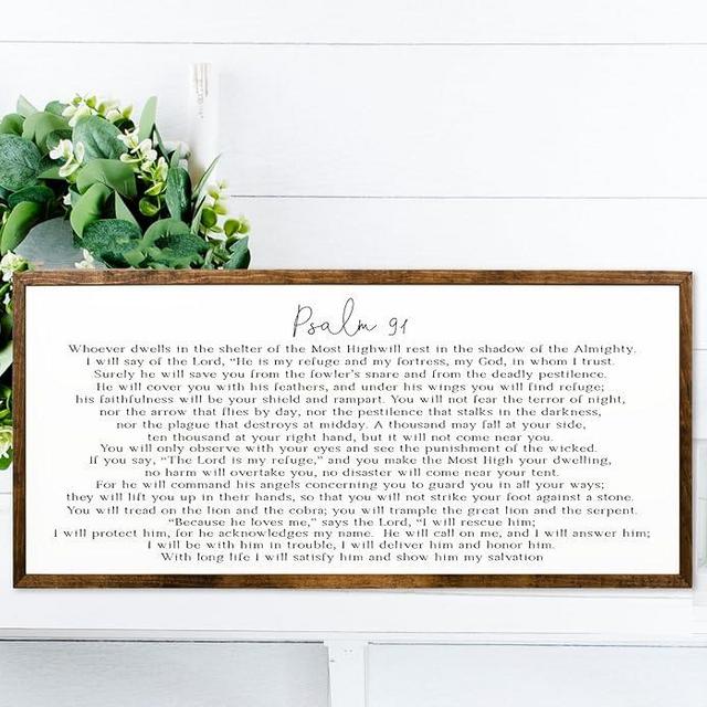 10x20 inches, Psalm 91 Wall Art | Psalm 91 | Bible Verse Wall Art | Christian Wall Art | Home Decor Farmhouse | Christian Wall Decor | Christian Home Decor| Bible Verse | Home Decor