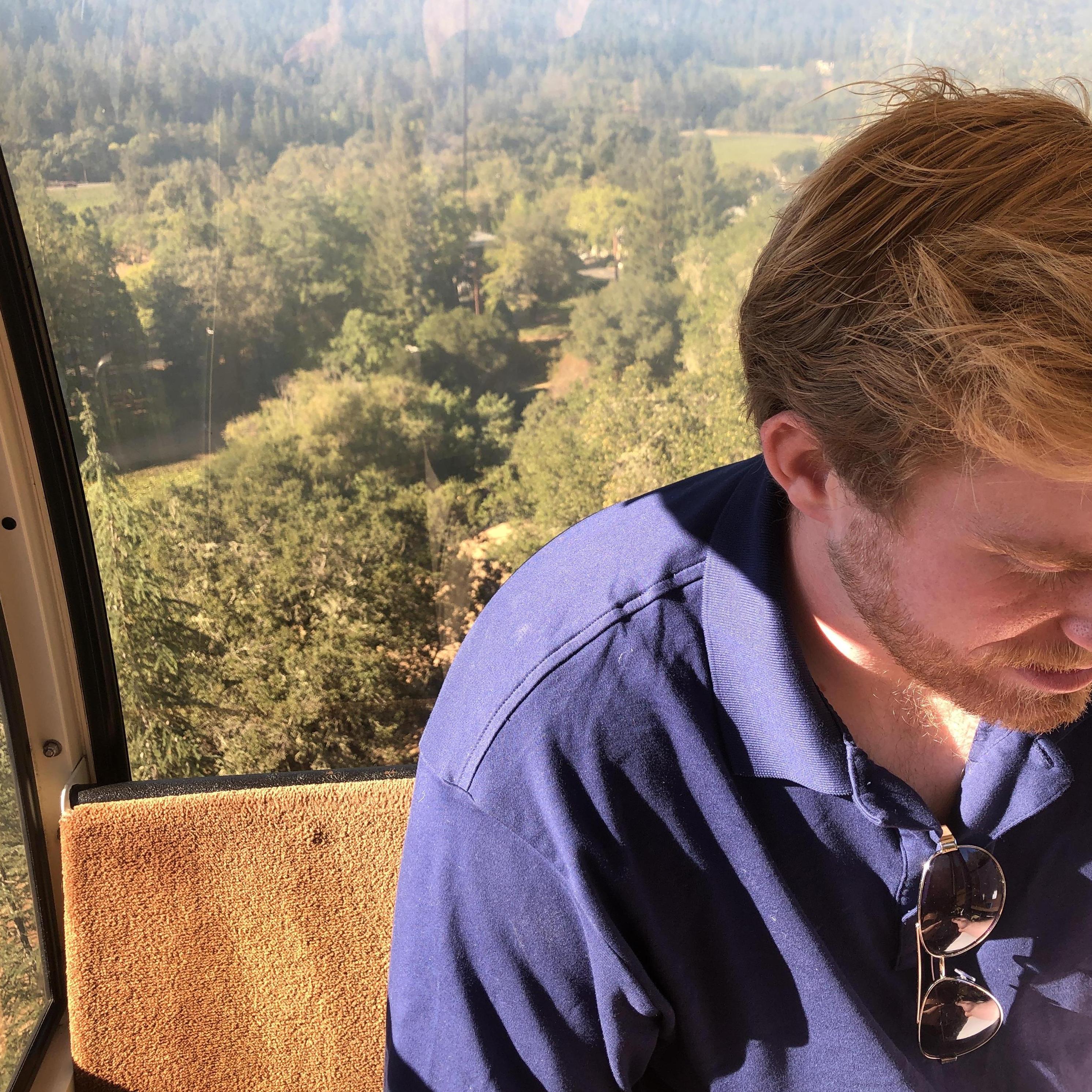 Our first trip to Napa, riding the gondola up to Sterling Vineyard!