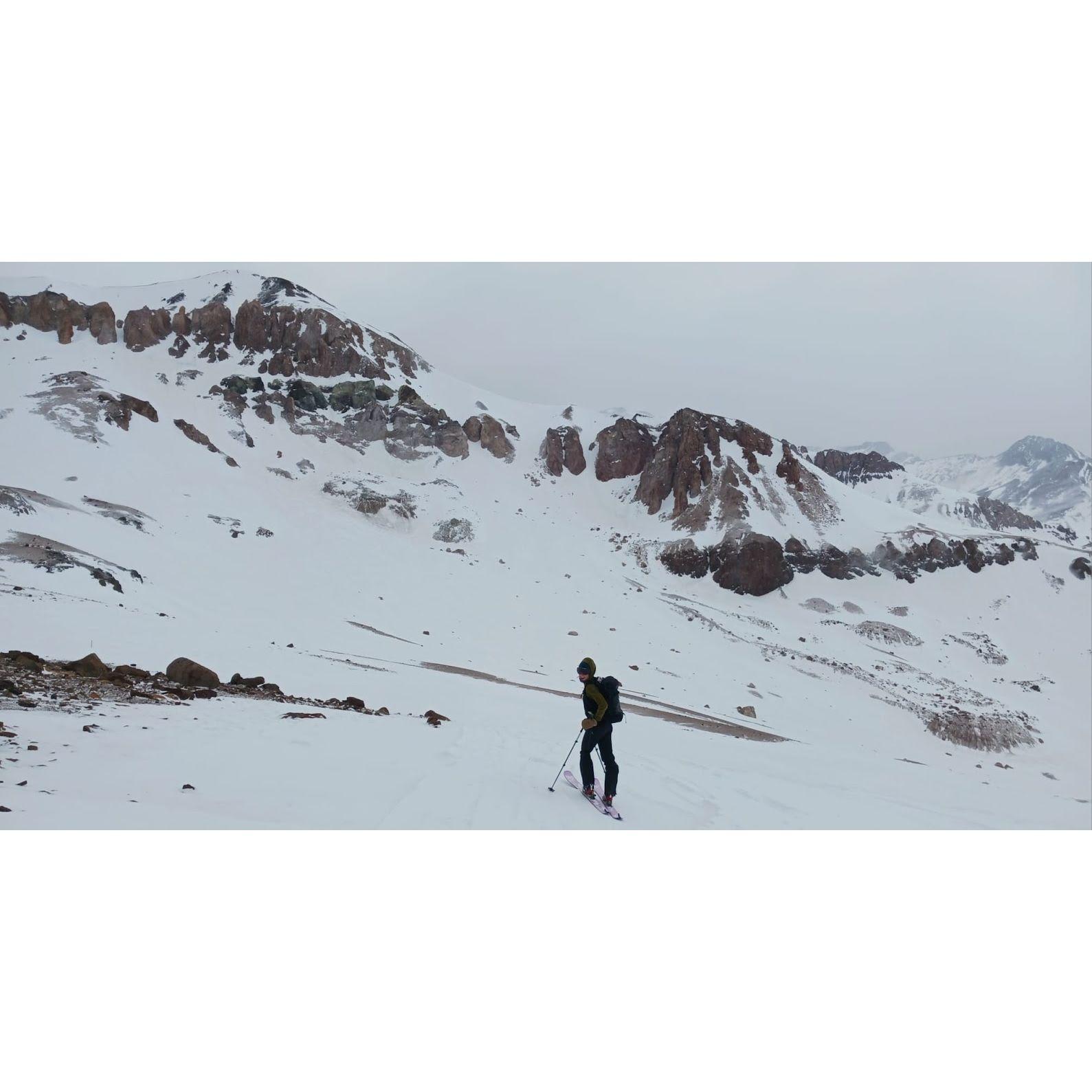 Hannah backcountry skiing in Chile