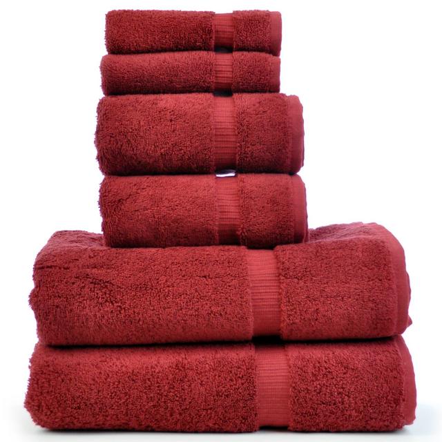 Luxury Hotel & Spa Towel 100% Genuine Turkish Cotton Bath Towel Bundle (Cranberry, 6-Piece Towel Set)