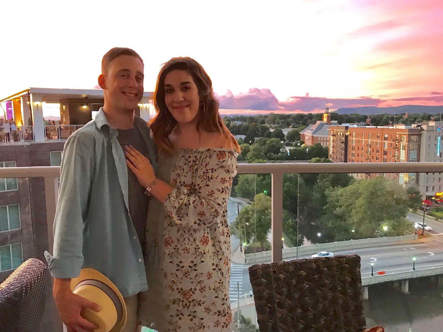 Dinner at Up on the Roof after getting engaged ❤️