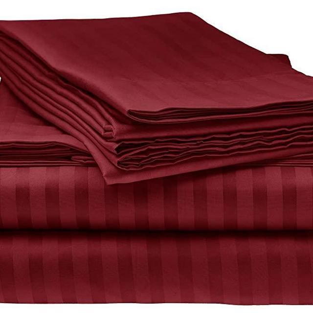 King Italian Prestige Collection Bed Sheet Set – 1800 Luxury Soft Microfiber Hypoallergenic Deep Pocket 4-Piece Bedding Set - Wrinkle, Stain, Fade Resistant - Burgundy