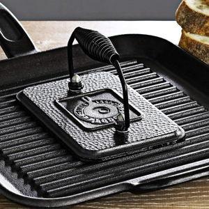 Lodge Pre-Seasoned Cast Iron Grill Press with Cool-Grip Spiral Handle