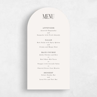 Beige Arch Wedding Menu - Ferrara