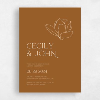 Dark Ochre, Orange Wedding Invitation - Alameda Corner