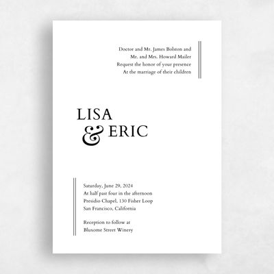 White Wedding Invitation - Verona Classic