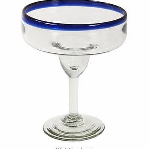 Blue Rimmed Margarita Glass - Set of 4