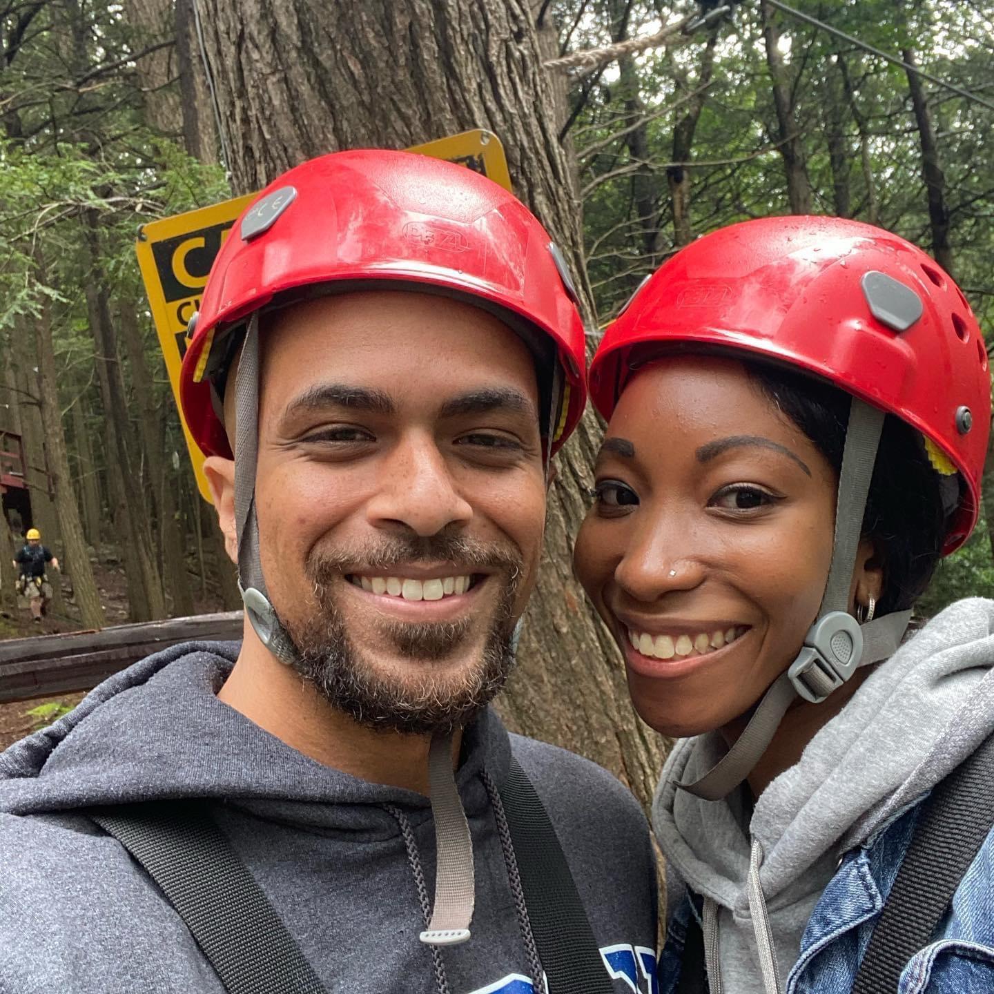 Celebrating Greg’s Birthday Zip-lining at Hunter Mountain. (August 2021)