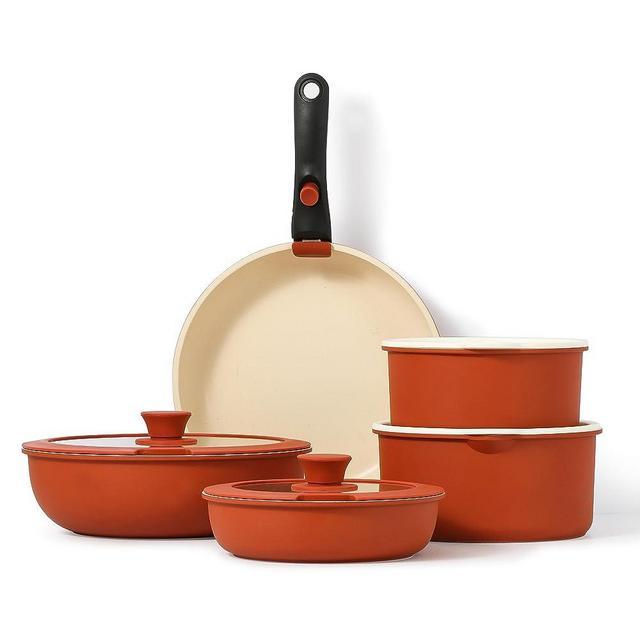 CAROTE 5 pcs Pots and Pans Set With Detachable Removable Handle, Induction  Kitchen Non Stick RV Cookware , Multicolor