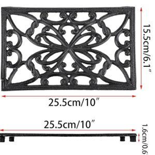 Sumnacon 2Pcs Rectangle 10 x 6.1 Inch Cast Iron Trivet - Rustic Heat Resistant Metal Trivet for Hot Dish Pot Pan Teapot, Vintage Sturdy Hot Plate Pad for Kitchen Dining Countertop Table