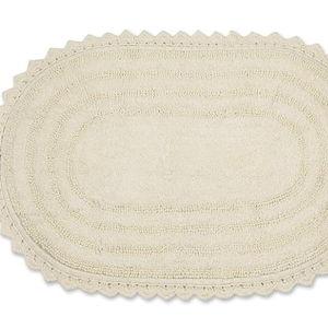 DII Crochet Collection Reversible Bath Mat, Large Oval, 21x34, Off White