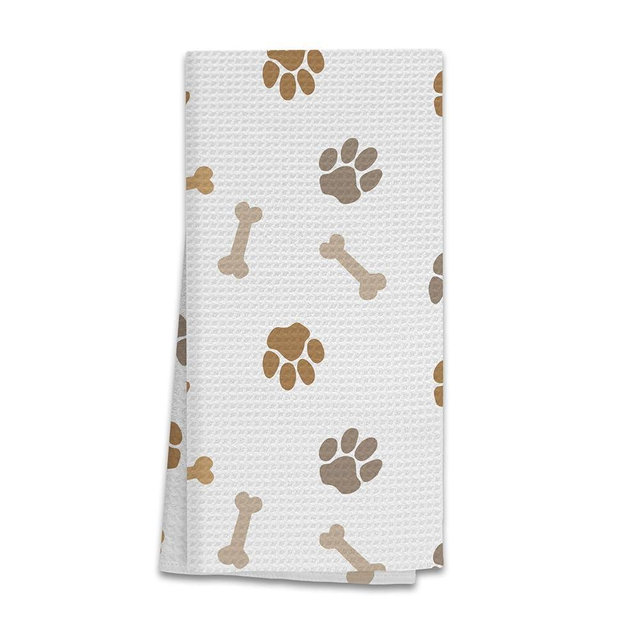 Hxlac Dog Kitchen Towels - Gifts for Dog Lovers, Paw Prints and Bones Decorative Hand Towels for Bathroom, Cute Dish Tea Towels, Kitchen Bathroom Decor, 16x24 Inches