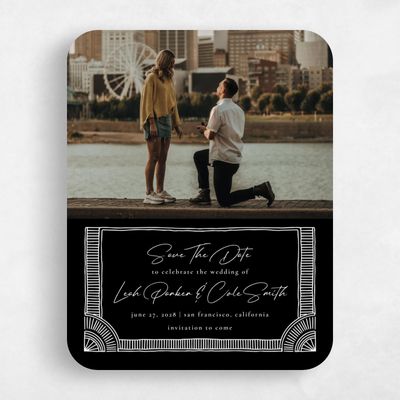 Black Rounded Wedding Save the Date - Blevio Photo