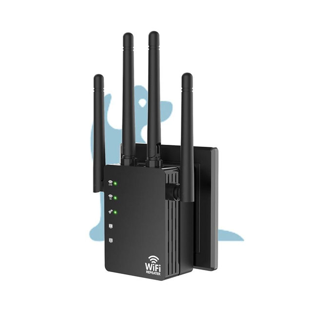 WiFi Extender Signal Booster with Ethernet Port, Dual Band 5GHz/2.4GHz, Up to 12880 Sq. Ft Coverage, WiFi Range Extender for Home and Outdoors, 1200Mbps WiFi Booster(Black)