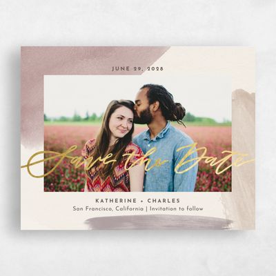 Light Mocha, Beige Wedding Save the Date - Riverside Frame