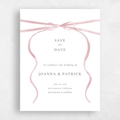 Dusty Pink Wedding Save the Date - Brunate Portrait