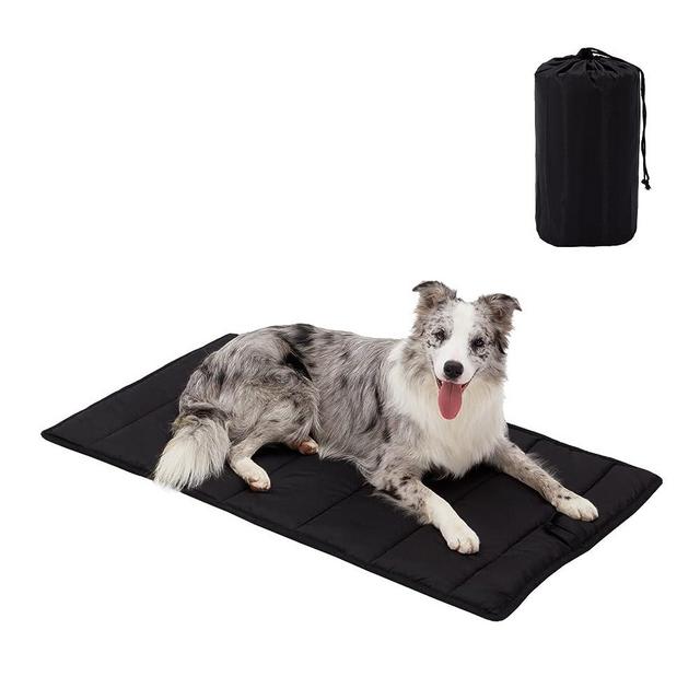 BDEUS 43x24In Large Size Outdoor Dog Bed, Waterproof & Portable Camping Travel Pet Mat, Easy to Clean, Washable Odor Resistant Pet Cooling Pad (Black)