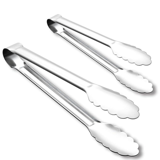 OYV Seamless Tongs for Cooking, One-Piece Design, Durable Heat Resistant Stainless Steel Tongs for Kitchen, Grill, BBQ, Salad, Dishwasher Safe, Metal Tongs Set (12" & 9")
