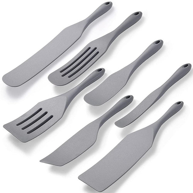 Tongjude Silicone Spurtle Set, Silicone Spatula Set, Heat Resistant Cooking Utensil for Nonstick Cookware, Serving，Baking, Whisking, Smashing, Scooping, Spreading, 7 Piece