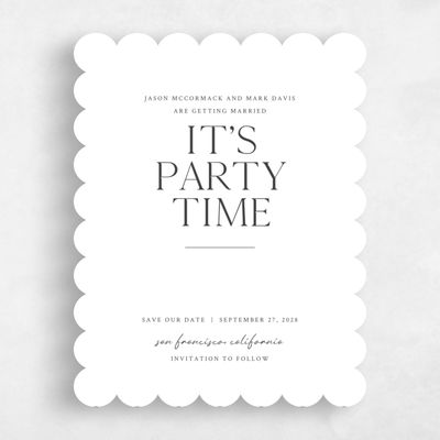 White Scalloped Wedding Save the Date - Celeste Portrait