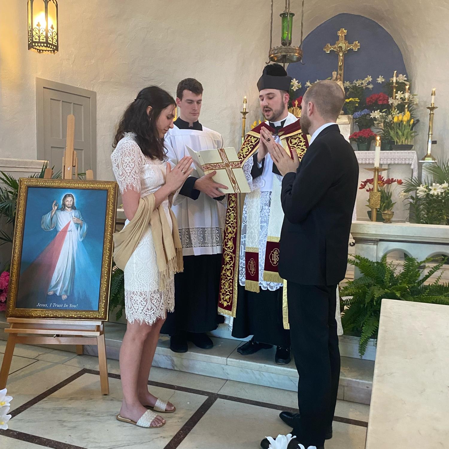 our betrothal ceremony at old saint patrick's church in the strip district, pittsburgh (thank you father andrew hamilton, deacon michael scanga, and deacon brandon feikles)