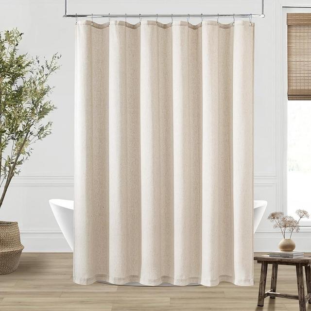 Beige Linen Shower Curtain 90 Inches Long Neutral Extra Long Shower Curtain for Bathroom Tall Cloth Bath Drapes Boho Vintage Country Rustic Drapes Bathroom Decor Warm Tan Beige 72x90 Inch