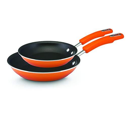 Rachael Ray 11647 Brights Nonstick Frying Pan Set / Fry Pan Set / Skillet Set - 9.25 Inch and 11 Inch, Orange