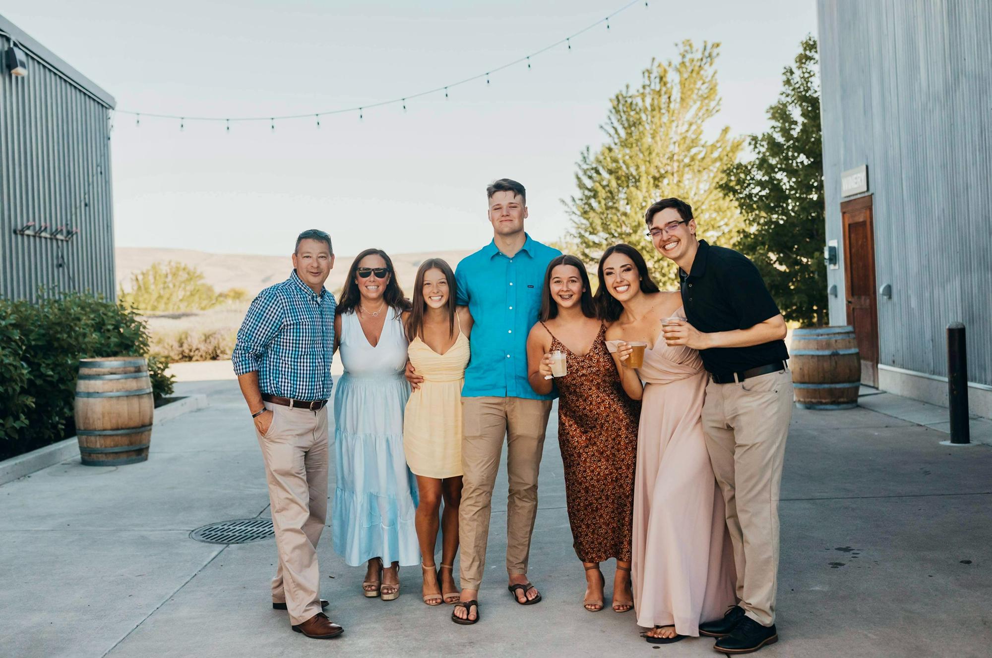 All of us together at a wedding in June 2021.