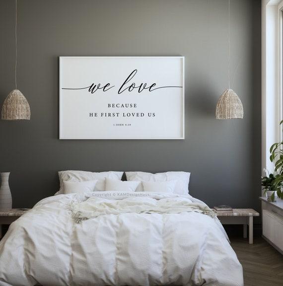 16"x24" 1 John 4:19 We Love Scripture Wall Art, Printable Wall Art, Bible Verse Print Download, Christian Wall Decor, Wedding Gift, Horizontal Art