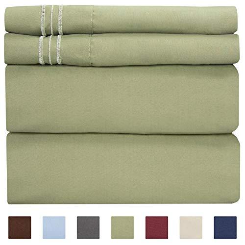 Queen Size Sheet Set - 4 Piece Set - Hotel Luxury Bed Sheets - Extra Soft - Deep Pockets - Easy Fit - Breathable & Cooling - Wrinkle Free - Comfy – Sage Green Bed Sheets - Queens Sheets – 4 PC