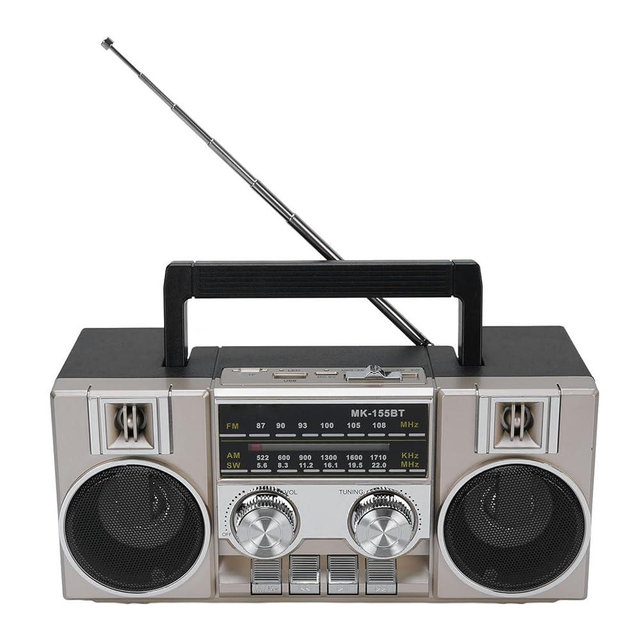 AM FM Radio Portable, 4 in 1 Digital Radio Supports Bluetooth, TF Card, USB Flash Drive, Double Speakers, for Garden Park Bathroom (Gold)