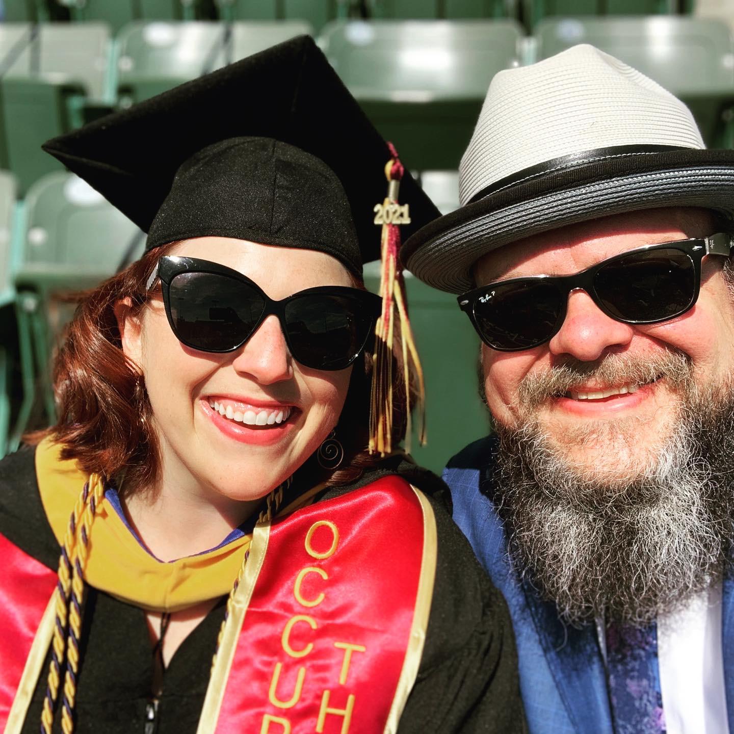 Graduation Day! Dave wore a suit on the hottest day of the year, now THAT'S a supportive fiancé.