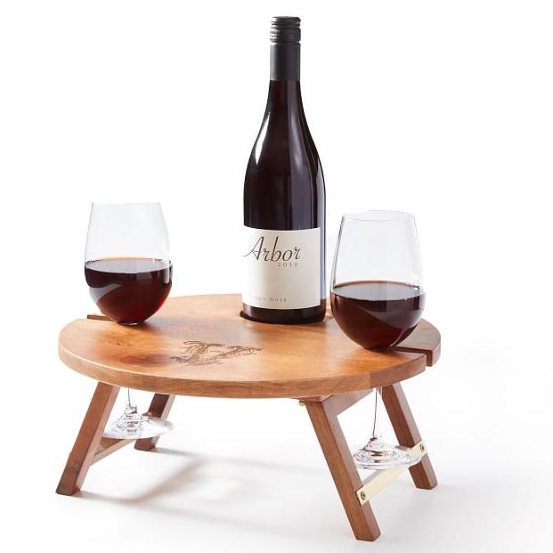 Wood Portable Wine Picnic Table for 2