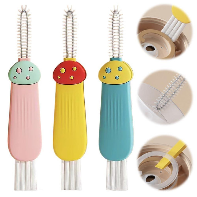 3 in 1 Cup Lid Cleaning Brush, 2024 Multifunctional Crevice Portable Cup Lid Cleaning Brush for Bottle Gap Tight Spaces Cup (C-3 PCS)