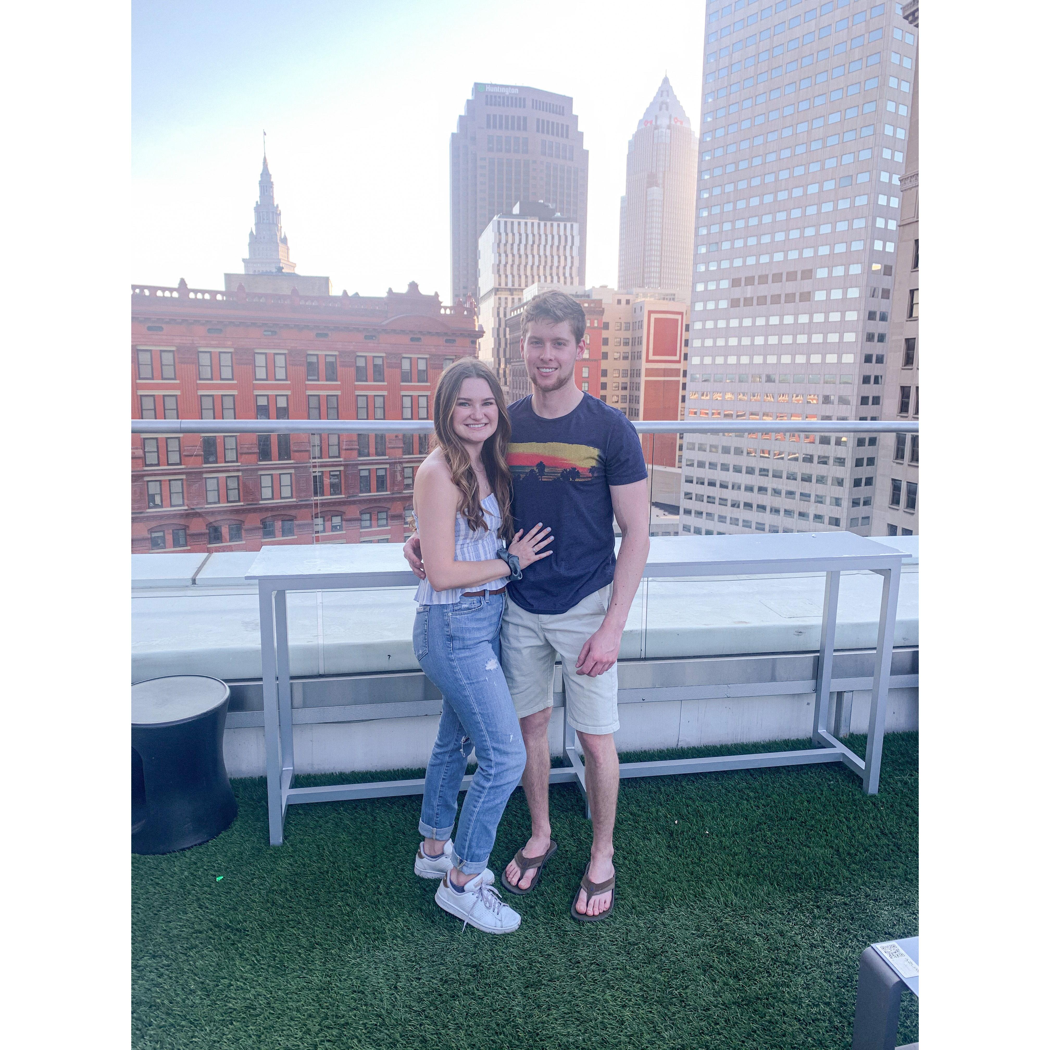 We took this photo on Tara's first trip to visit Jake in Cleveland after graduation. (Little did we know, the building where we would get our first apartment together is in the back of this photo)