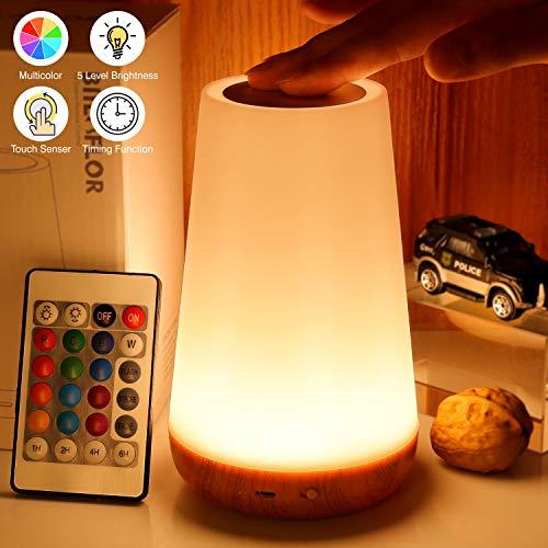 Biilaflor Touch Lamp, Portable Table Sensor Control Bedside Lamps with Quick USB Charging Port, 5 Level Dimmable Warm White Light & 13 Color Changing RGB for Bedroom/Office/Hallways
