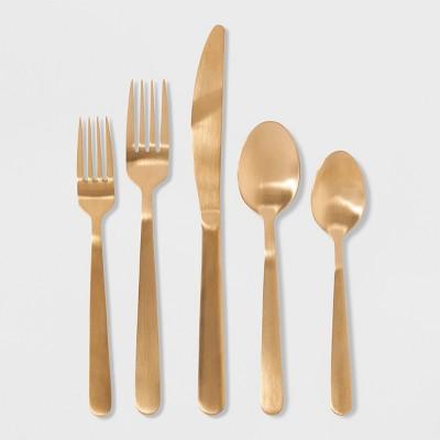 20pc Stainless Steel Silverware Set Gold - Threshold™