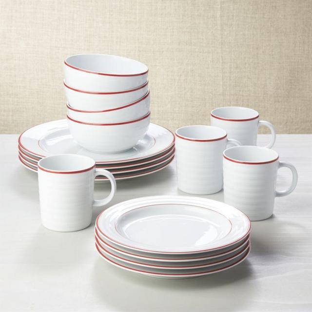Roulette Red Band 16-Piece Dinnerware Set