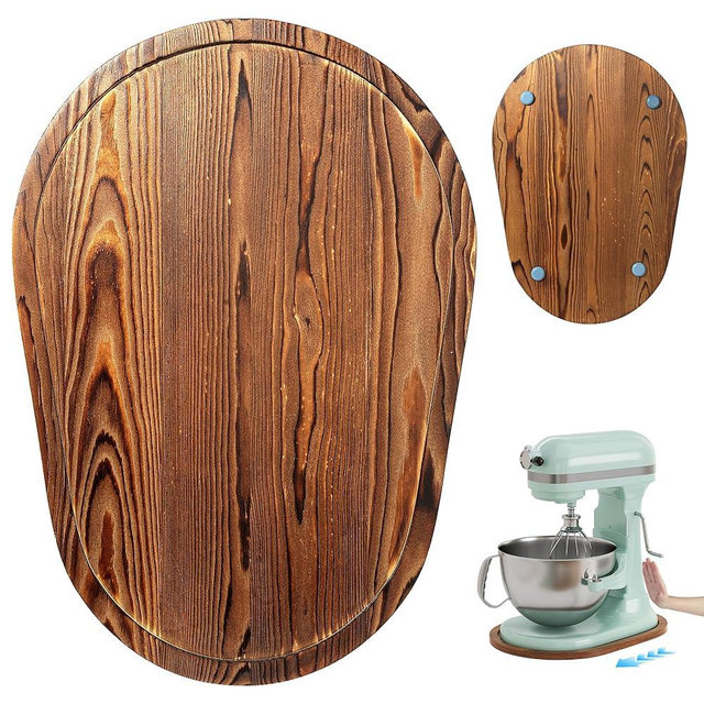 ENVTEK Pine Wood Mixer Slider for KitchenAid 5-8 Qt Bowl-Lift Stand Mixers, Anti-Slip Moving Tray & Countertop Protector Mat, Kitchen Accessories and Attachments
