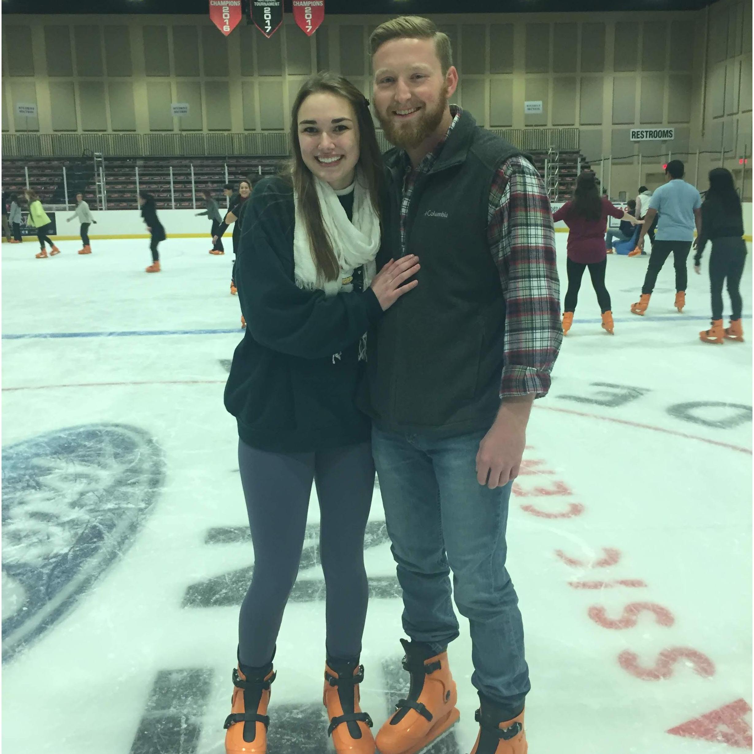 One of our first dates back in 2017!- ice skating at the Classic Center in Athens!